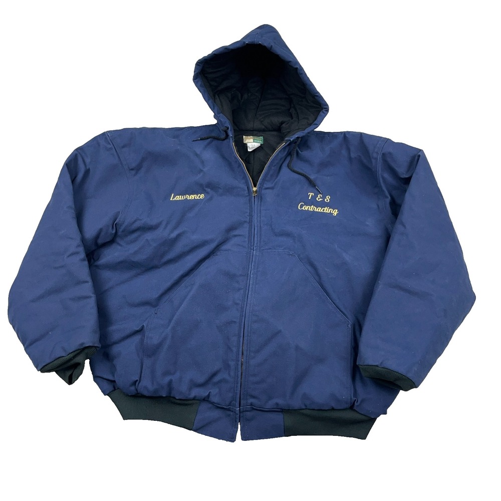 Vintage Wear Guard Jacket Men XXL Navy Blue Duck Canvas Hooded Work Wear Bomber